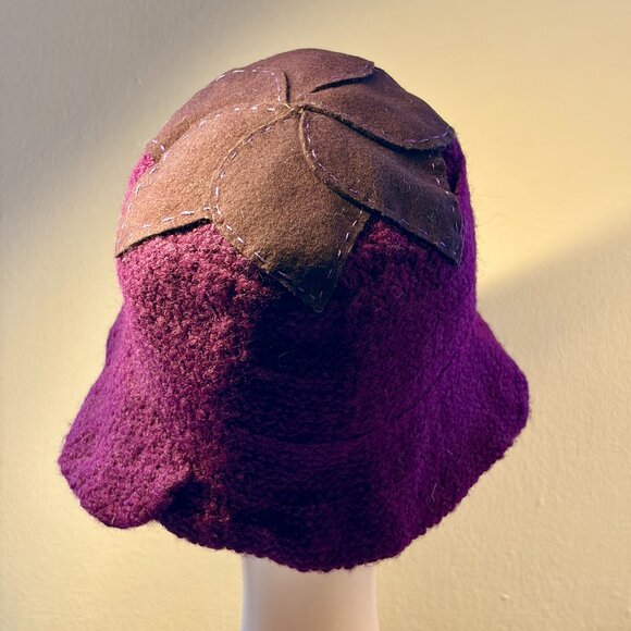 Purple Hat Handsewn Cloche Crochet Cottagecore One Size Woman\'s Boho main image 9
